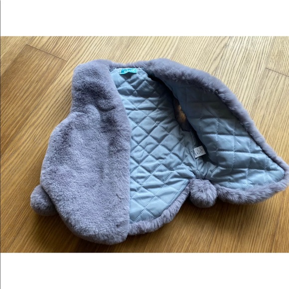 Ephex Girl Grey Fur Gilet Jacket Vest Outwear With Cute Balls Size 6-7 - Picture 4 of 7